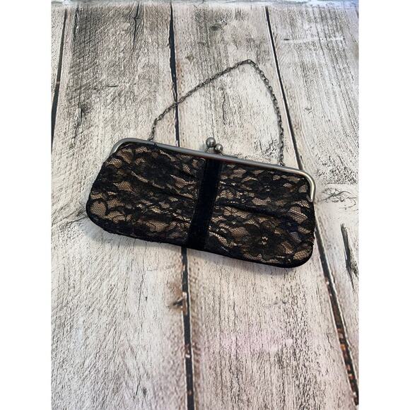 LOFT Ann Taylor Women’s Black Lace Evening Clutch/Bag - Picture 3 of 4